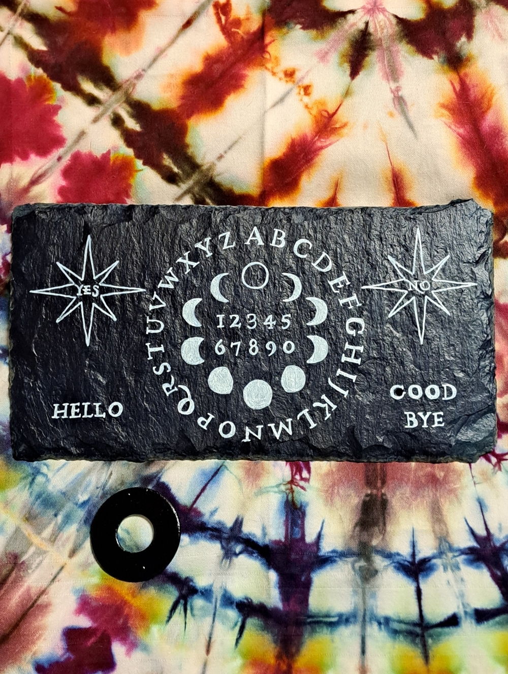 Handpainted Slate Moon Phase Ouija Board In Dark Blue